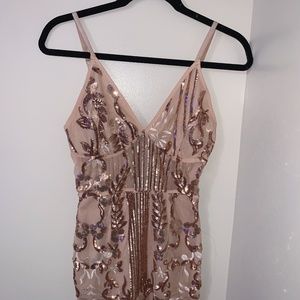 Pretty Little Thing Nude and Pink Sequin Dress